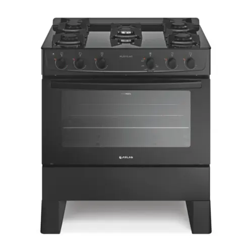 Fogão Milão Glass com 05 Bocas Tampo de Vidro Acendimento Automático 300001768 Bivolt Preto - Atlas