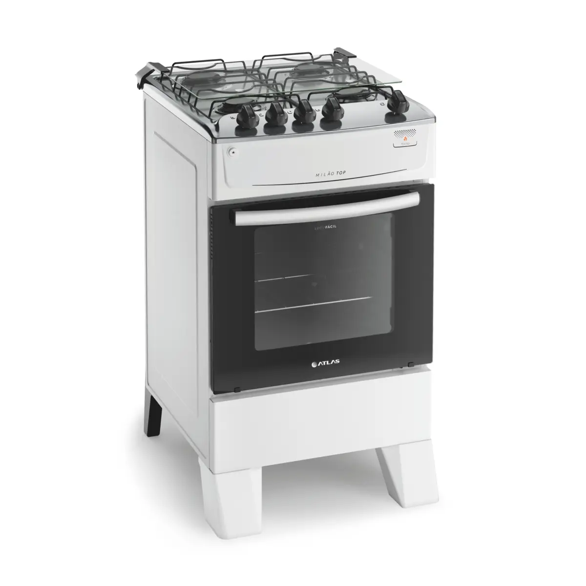 Fogão Milão Top com 04 Bocas Tampo Inox Acendimento Automático 300001776 Bivolt Branco - Atlas