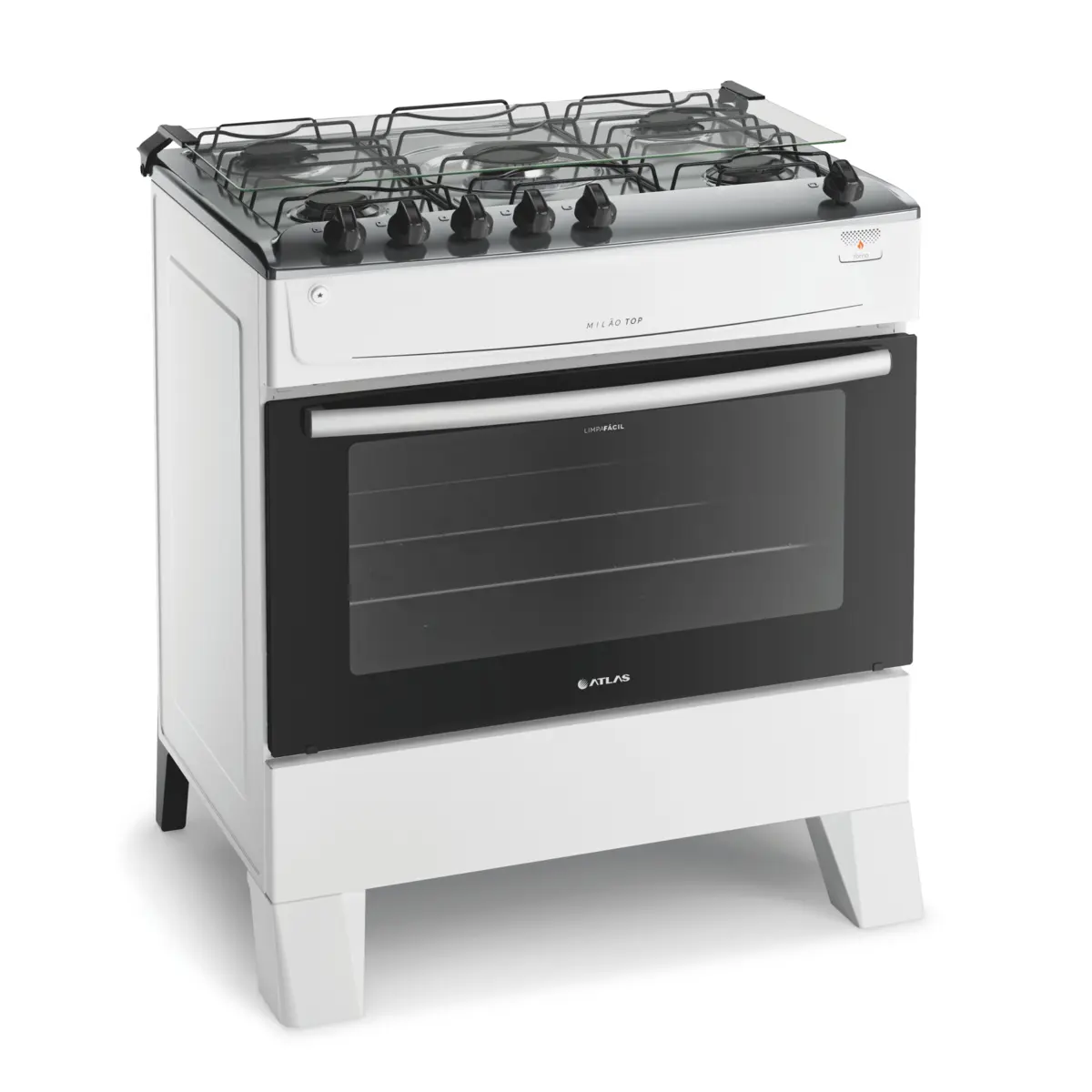 Fogão Milão Top com 05 Bocas Tampo Inox Acendimento Automático 300001774 Bivolt Branco - Atlas