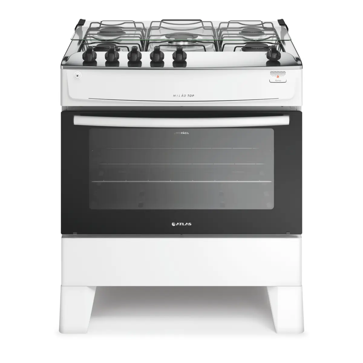 Fogão Milão Top com 05 Bocas Tampo Inox Acendimento Automático 300001774 Bivolt Branco - Atlas