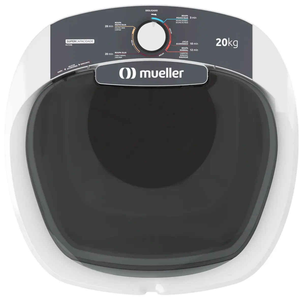 Lavadora de Roupa Tanquinho Semiautomática 20kg MLT20B 127v Branca - Mueller