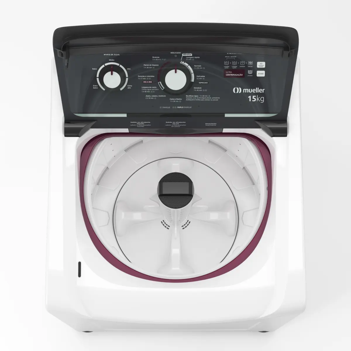 Lavadora de Roupa Automática Utracentrifugação Ciclo Rápido 15kg MLA15 127v Branco - Mueller