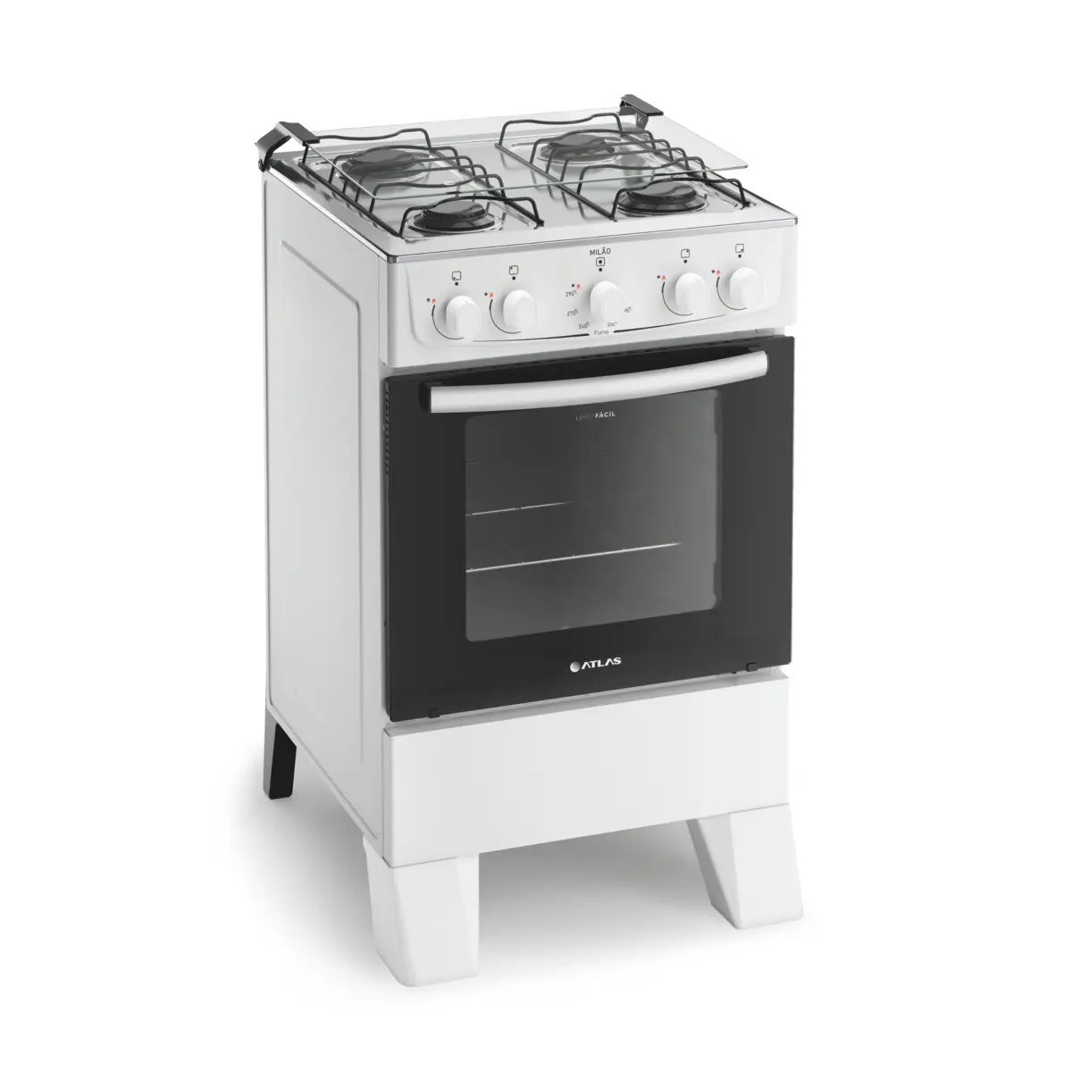 Fogão Milão com 04 Bocas Tampo Inox Acendimento Manual 300001765 Bivolt Branco - Atlas