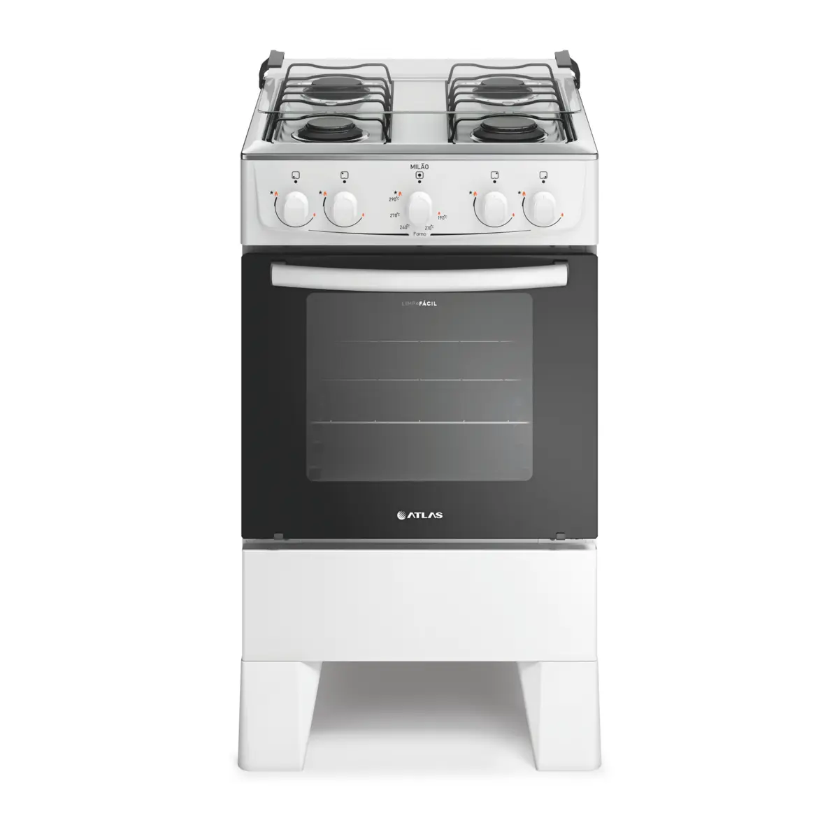 Fogão Milão com 04 Bocas Tampo Inox Acendimento Manual 300001765 Bivolt Branco - Atlas