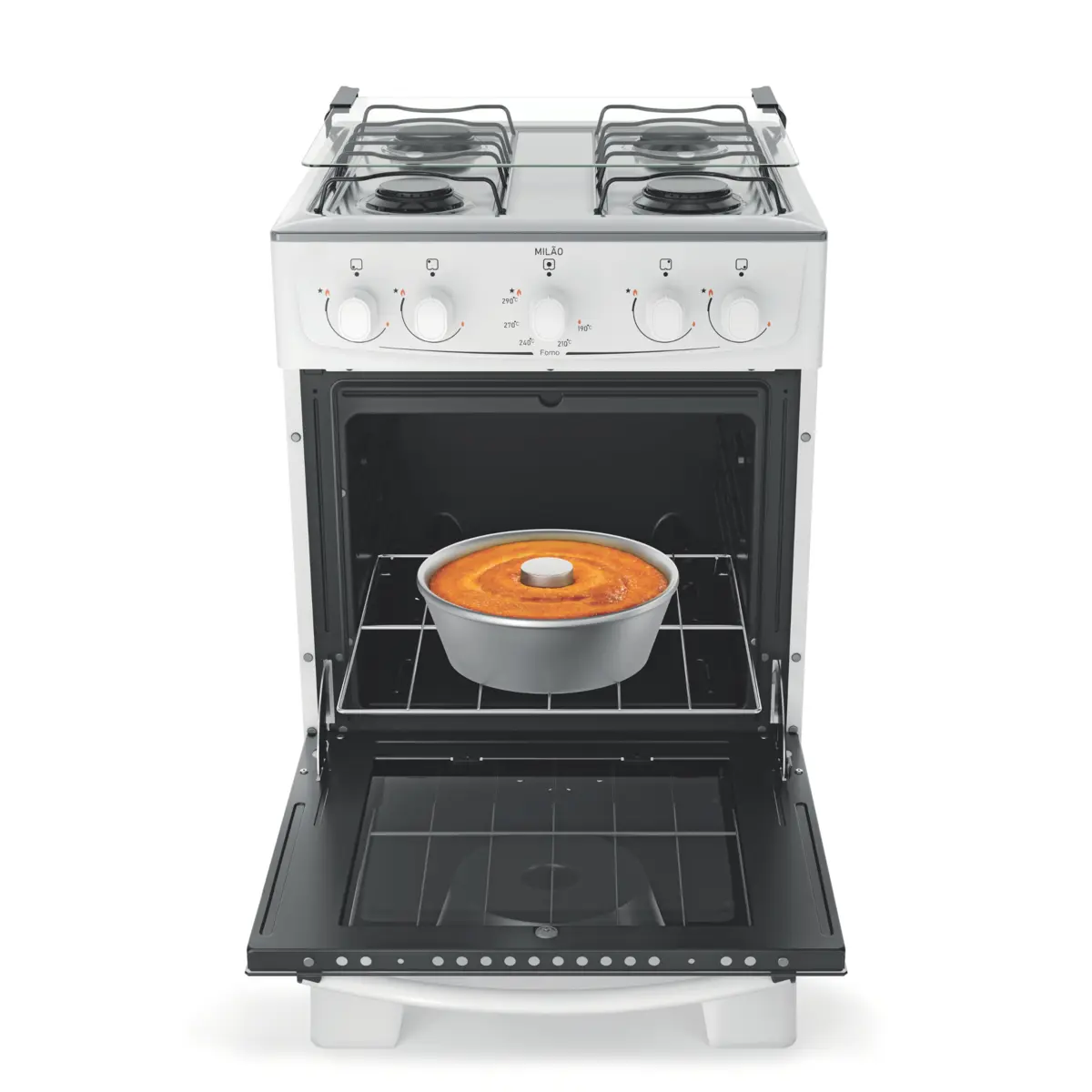 Fogão Milão com 04 Bocas Tampo Inox Acendimento Manual 300001765 Bivolt Branco - Atlas