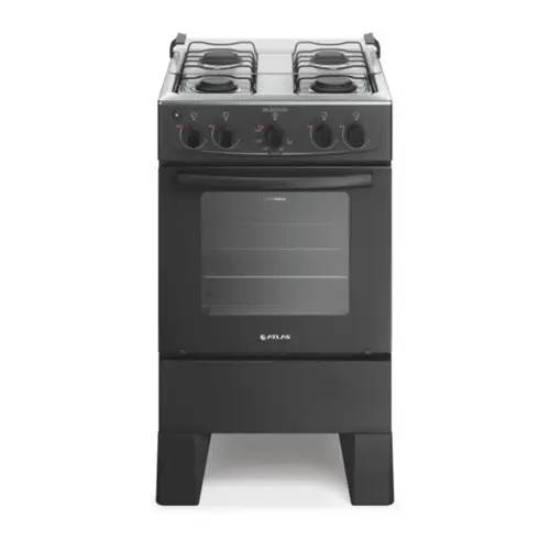 Fogão Milão Plus com 04 Bocas Tampo Inox Acendimento Automático 300001771 Bivolt Preto - Atlas