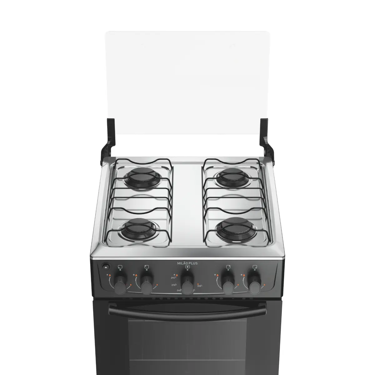 Fogão Milão Plus com 04 Bocas Tampo Inox Acendimento Automático 300001771 Bivolt Preto - Atlas