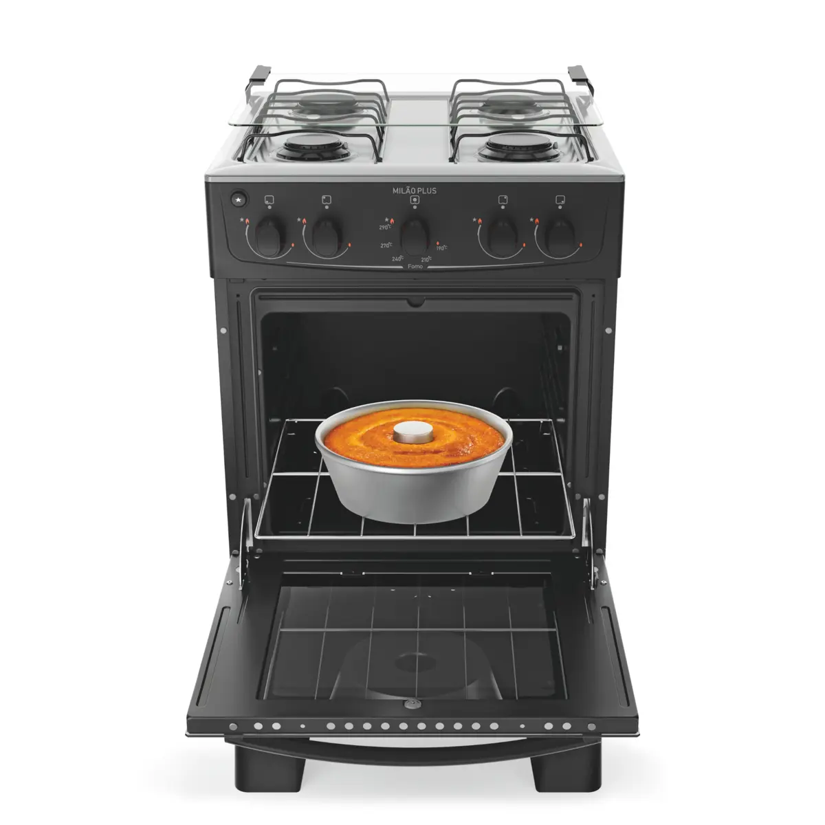 Fogão Milão Plus com 04 Bocas Tampo Inox Acendimento Automático 300001771 Bivolt Preto - Atlas