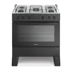 Fogão Milão Plus com 05 Bocas Tampo Inox Acendimento Automático 300001773 Bivolt Preto - Atlas