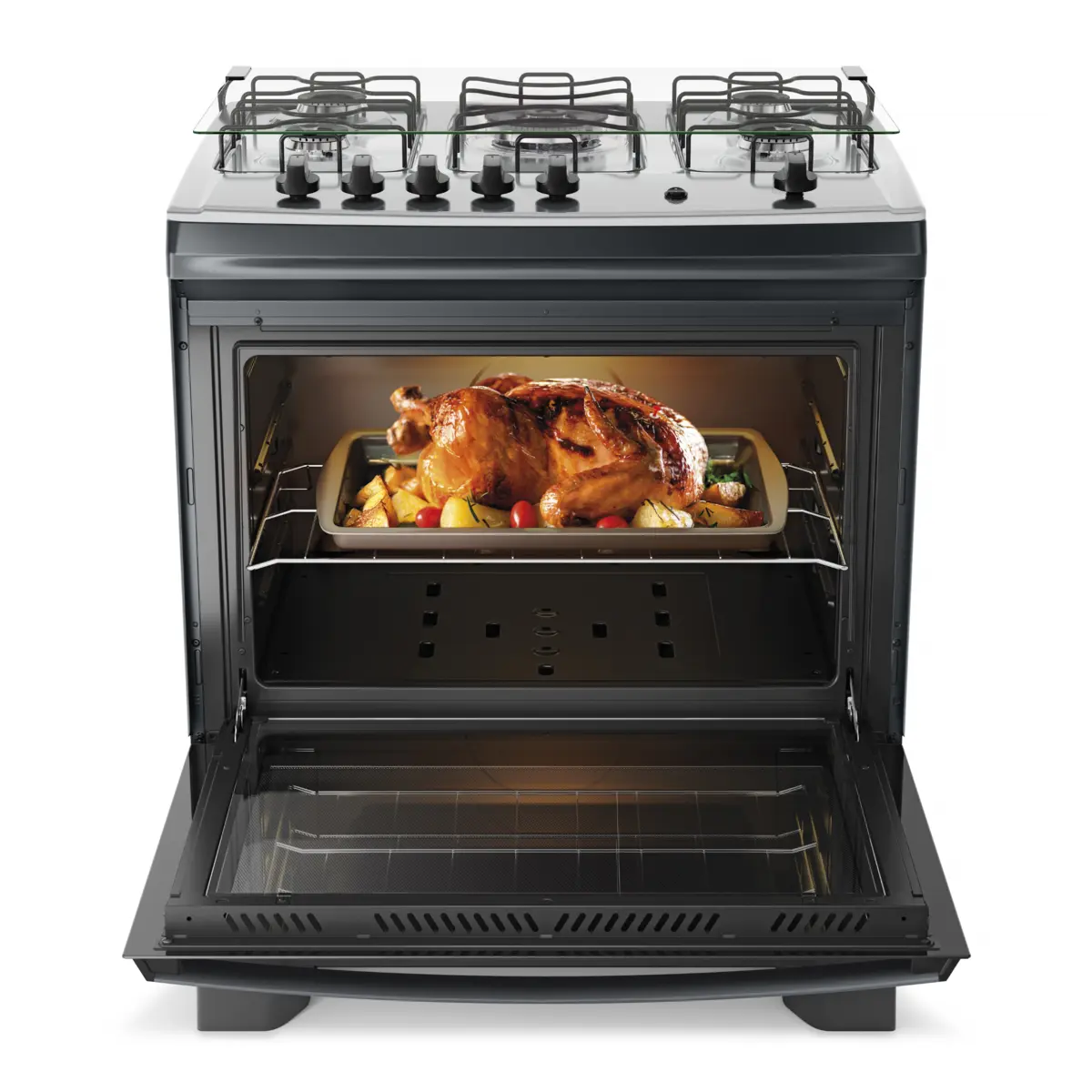 Fogão Supreme com 05 Bocas Tampo Inox Acendimento Automático 300001849 Bivolt Titanium - Dako