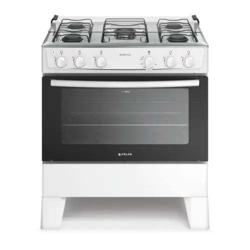 Fogão Milão Plus com 05 Bocas Tampo Inox Acendimento Automático 300001772 Bivolt Branco - Atlas