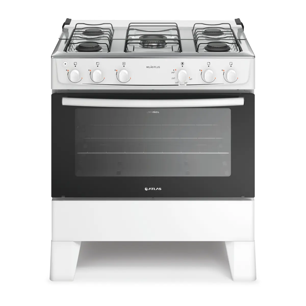 Fogão Milão Plus com 05 Bocas Tampo Inox Acendimento Automático 300001772 Bivolt Branco - Atlas