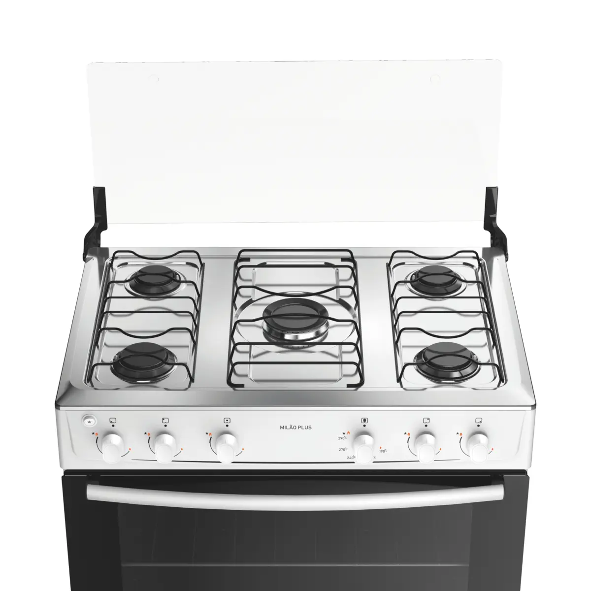 Fogão Milão Plus com 05 Bocas Tampo Inox Acendimento Automático 300001772 Bivolt Branco - Atlas