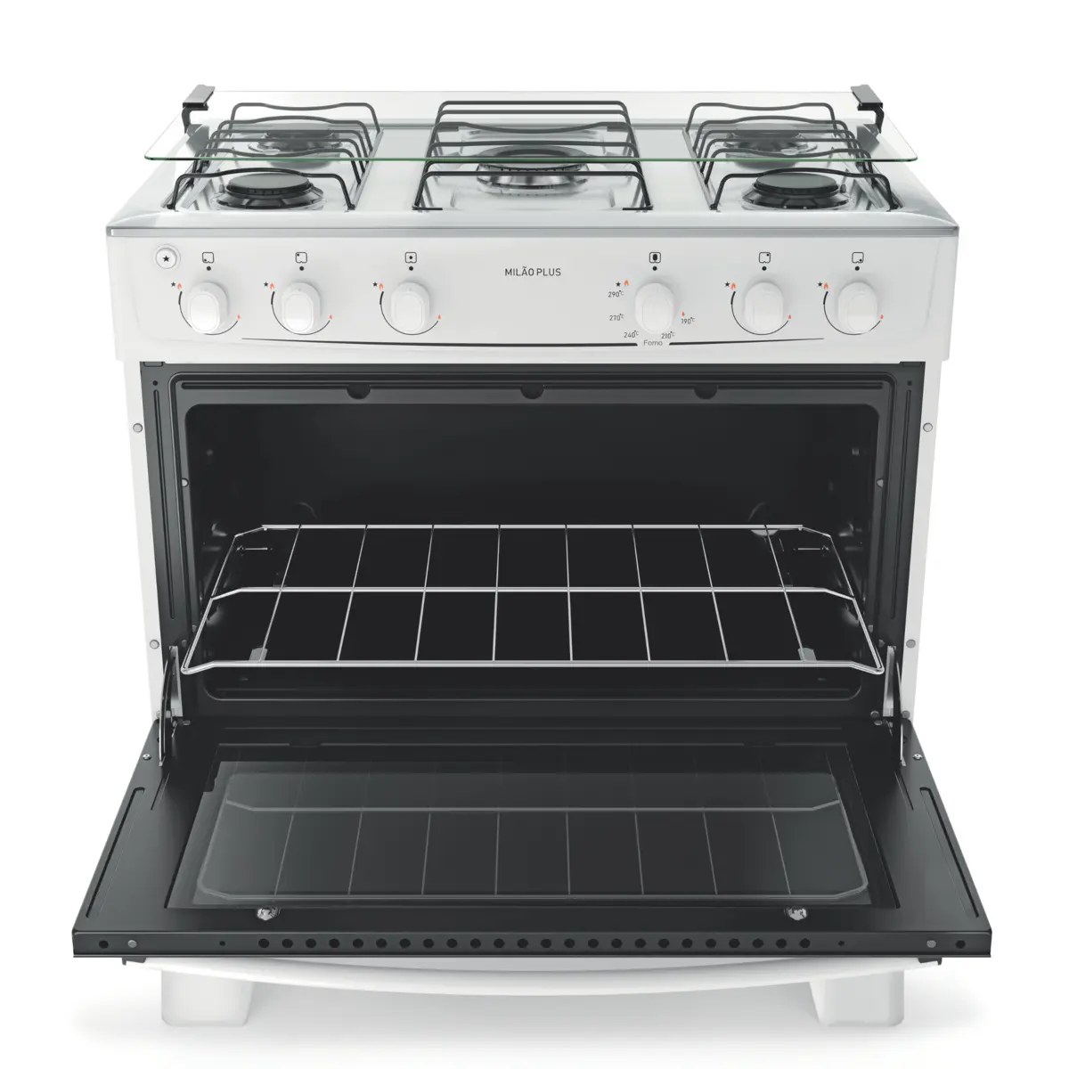 Fogão Milão Plus com 05 Bocas Tampo Inox Acendimento Automático 300001772 Bivolt Branco - Atlas