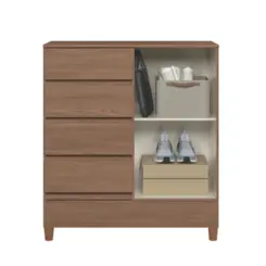 Cômoda Fit Multiuso com Pés 1 Porta 4 Gavetas 1.4 Jequitibá - Santos Andirá