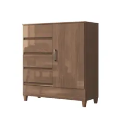 Cômoda Fit Multiuso com Pés 1 Porta 4 Gavetas 1.4 Jequitibá - Santos Andirá