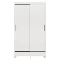 Roupeiro Fit Solteiro com Pés 2 Portas Deslizantes 2 Gavetas Branco - Santos Andirá
