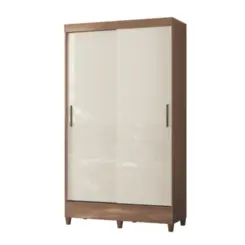Roupeiro Fit Solteiro com Pés 2 Portas Deslizantes 2 Gavetas Jequitibá/Off White - Santos Andirá