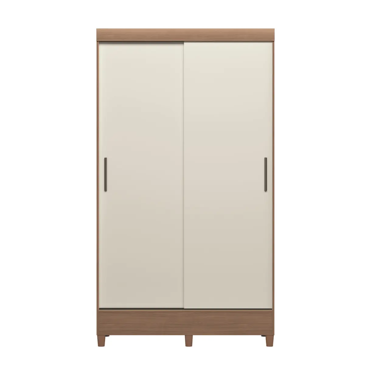 Roupeiro Fit Solteiro com Pés 2 Portas Deslizantes 2 Gavetas Jequitibá/Off White - Santos Andirá