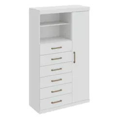 Cômoda Maraba Multiuso com Pés 1 Porta 6 Gavetas 1.6 Branco - Santos Andirá