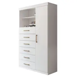 Cômoda Maraba Multiuso com Pés 1 Porta 6 Gavetas 1.6 Branco - Santos Andirá