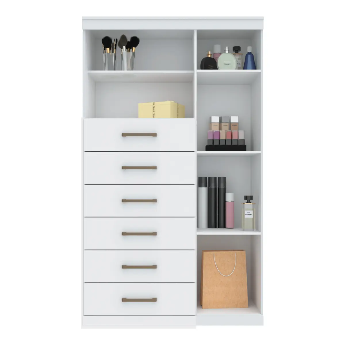 Cômoda Maraba Multiuso com Pés 1 Porta 6 Gavetas 1.6 Branco - Santos Andirá