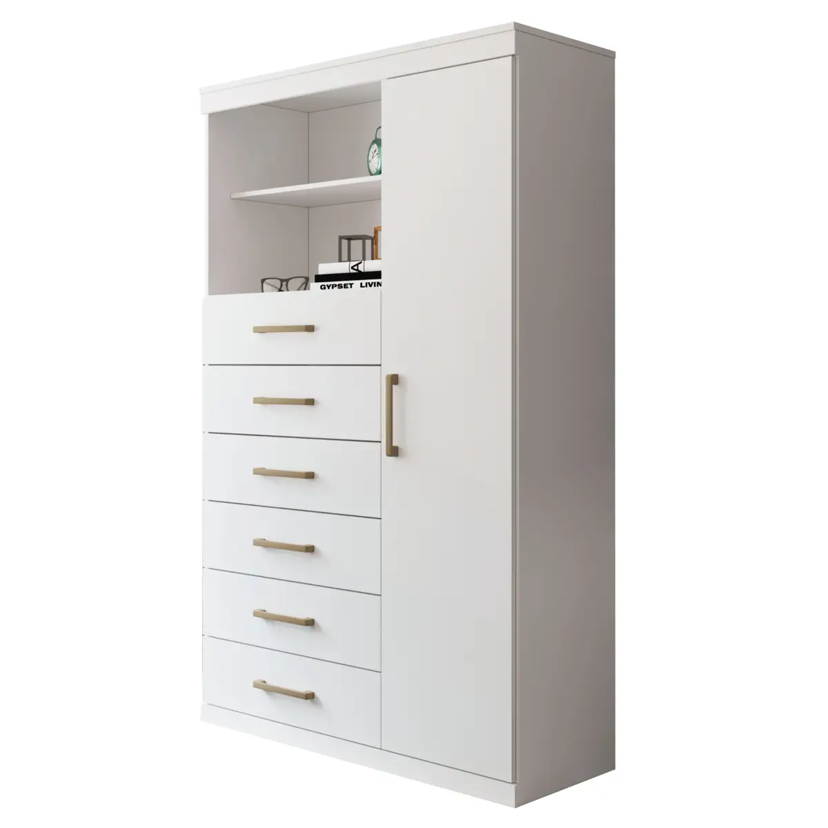 Cômoda Maraba Multiuso com Pés 1 Porta 6 Gavetas 1.6 Branco - Santos Andirá