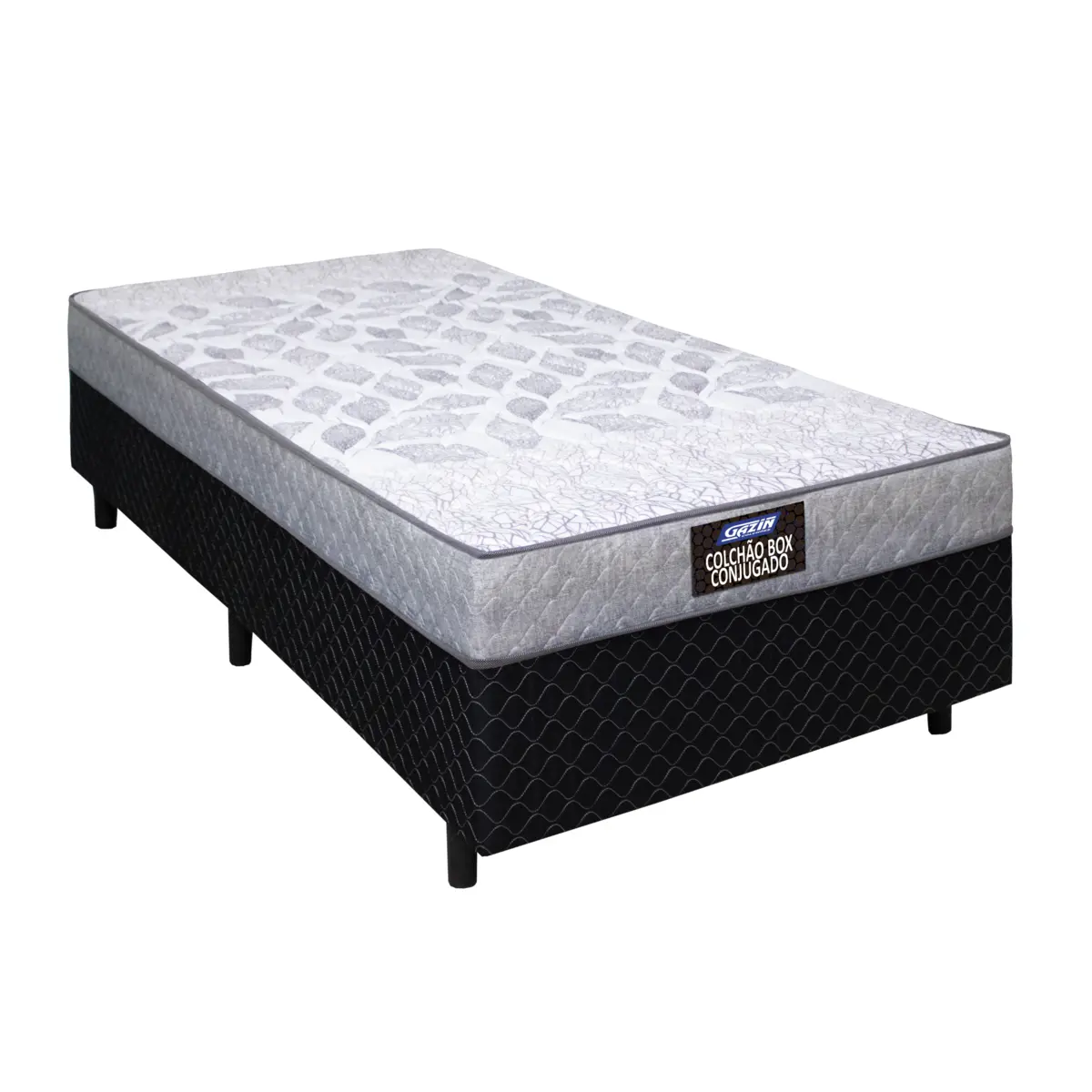 Cama Box Conjulgada Supreme Solteiro D28 41X88X188 Natural Cinza - Gazin