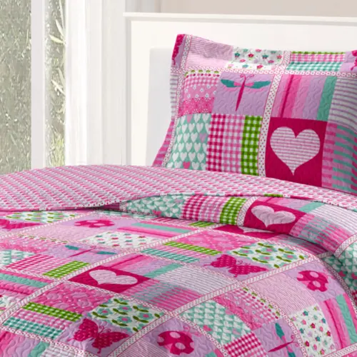 Kit de Cama Patchwork Teen Solteiro com 2 Peças Feminino Estampado Conforto e Qualidade 180X220 Sortido - Rozac