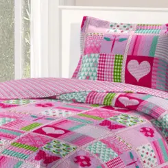 Kit de Cama Patchwork Teen Solteiro com 2 Peças Feminino Estampado Conforto e Qualidade 180X220 Sortido - Rozac
