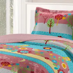 Kit de Cama Patchwork Teen Solteiro com 2 Peças Feminino Estampado Conforto e Qualidade 180X220 Sortido - Rozac
