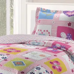 Kit de Cama Patchwork Teen Solteiro com 2 Peças Feminino Estampado Conforto e Qualidade 180X220 Sortido - Rozac