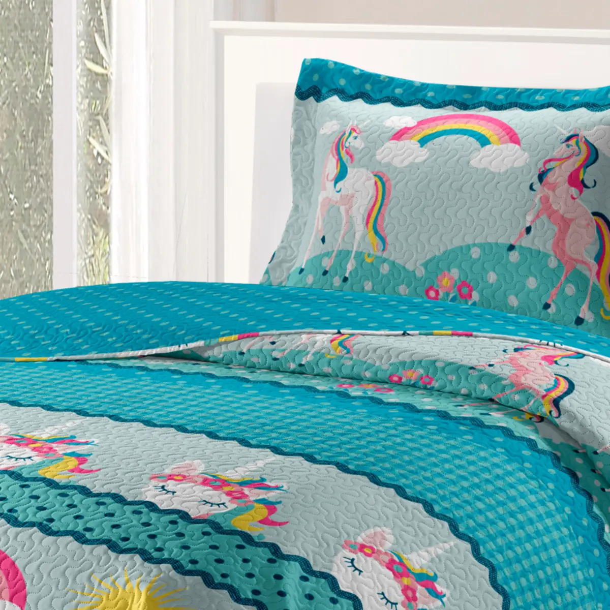 Kit de Cama Patchwork Teen Solteiro com 2 Peças Feminino Estampado Conforto e Qualidade 180X220 Sortido - Rozac
