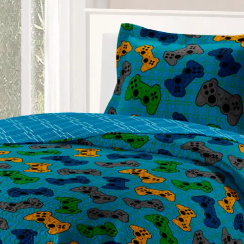 Kit de Cama Patchwork Teen Solteiro com 2 Peças Masculino Estampado Conforto e Qualidade 180X220 Sortido - Rozac