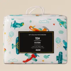 Kit de Cama Patchwork Teen Solteiro com 2 Peças Masculino Estampado Conforto e Qualidade 180X220 Sortido - Rozac