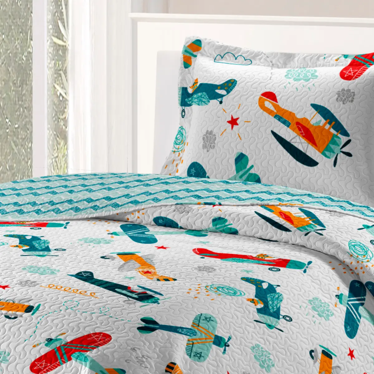 Kit de Cama Patchwork Teen Solteiro com 2 Peças Masculino Estampado Conforto e Qualidade 180X220 Sortido - Rozac
