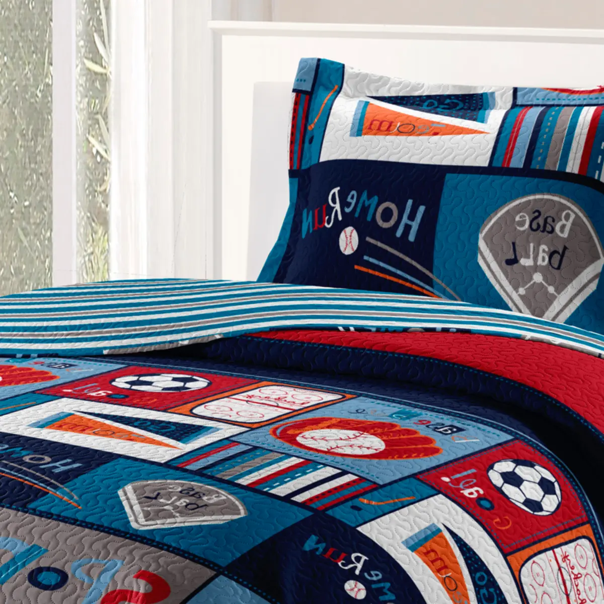 Kit de Cama Patchwork Teen Solteiro com 2 Peças Masculino Estampado Conforto e Qualidade 180X220 Sortido - Rozac