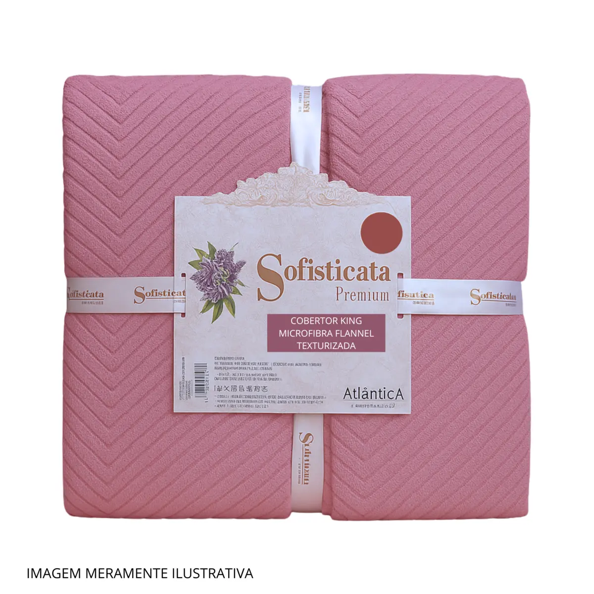 Cobertor Sofisticata Premium King Microfibra Flannel Texturizada 240X260 Framboesa - Atlântica