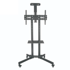Suporte Com Bandeja, Ajuste de Altura e Rodízio Para TV 42'' a 65'' PED-4265-PR Preto - Multivisão