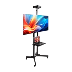 Suporte Com Bandeja, Ajuste de Altura e Rodízio Para TV 42'' a 65'' PED-4265-PR Preto - Multivisão