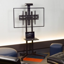 Suporte Com Bandeja, Ajuste de Altura e Rodízio Para TV 42'' a 65'' PED-4265-PR Preto - Multivisão