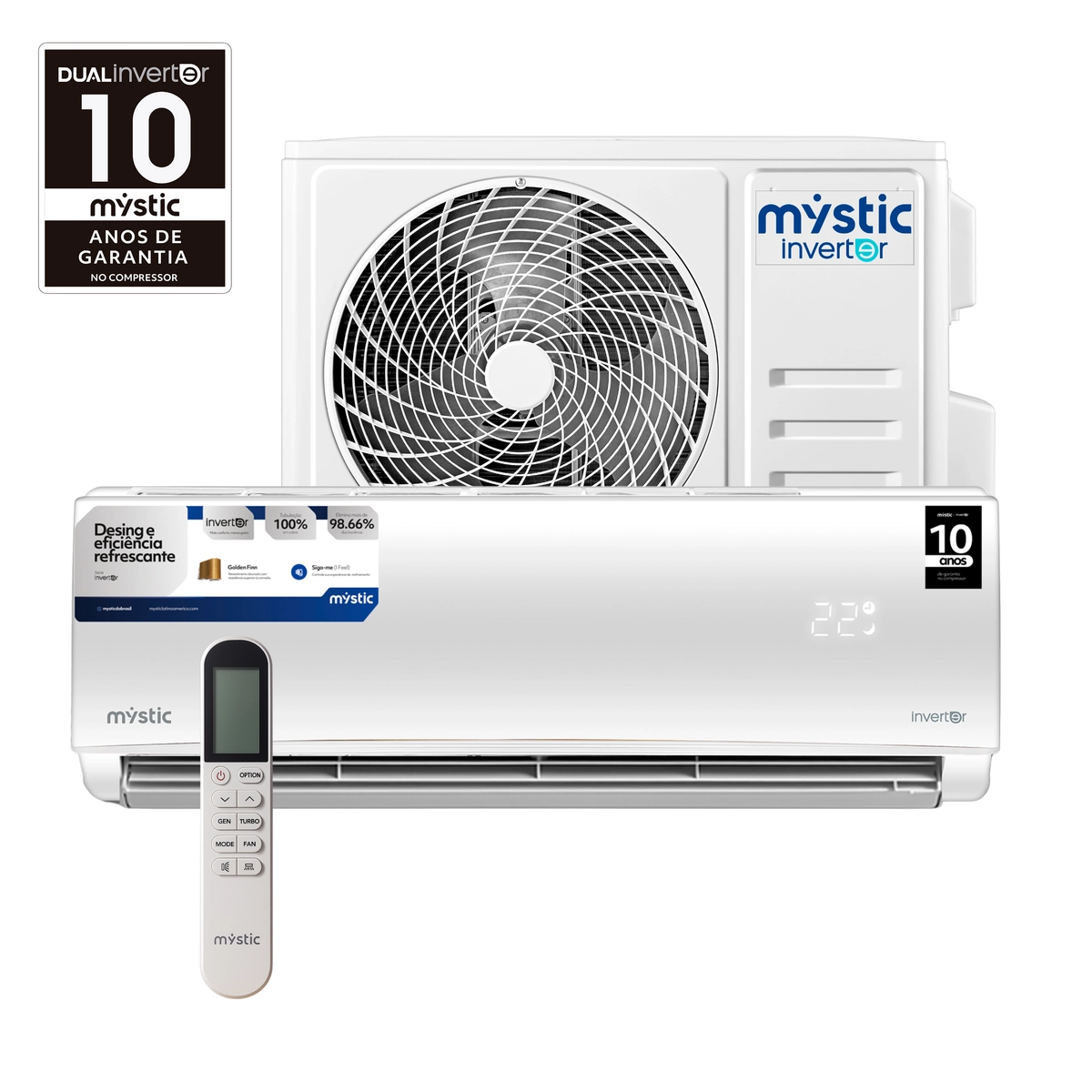Ar-Condicionado Split Inverter Hi Wall 12000BTUS MY-INV1268BR 220v Branco - Mystic