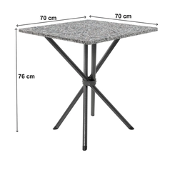 Conjunto de Mesa Slim com 04 Cadeiras Ana Tampo Granito Quadrado Tubo Craqueado 70cm Preto/Junco Manteiga - Ciplafe