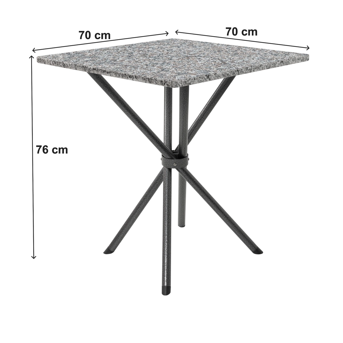 Conjunto de Mesa Slim com 04 Cadeiras Ana Tampo Granito Quadrado Tubo Craqueado 70cm Preto/Junco Manteiga - Ciplafe