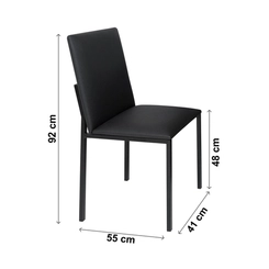 Conjunto de Mesa Egito com 06 Cadeiras Dubai Tampo de Vidro Tubo Fosco 160cm Preto/Freijó/Linho - Ciplafe