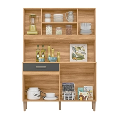 Kit Cozinha Magazin com 07 Portas 01 Gavetas Pés 1.20 Freijó/Chumbo - Nicioli