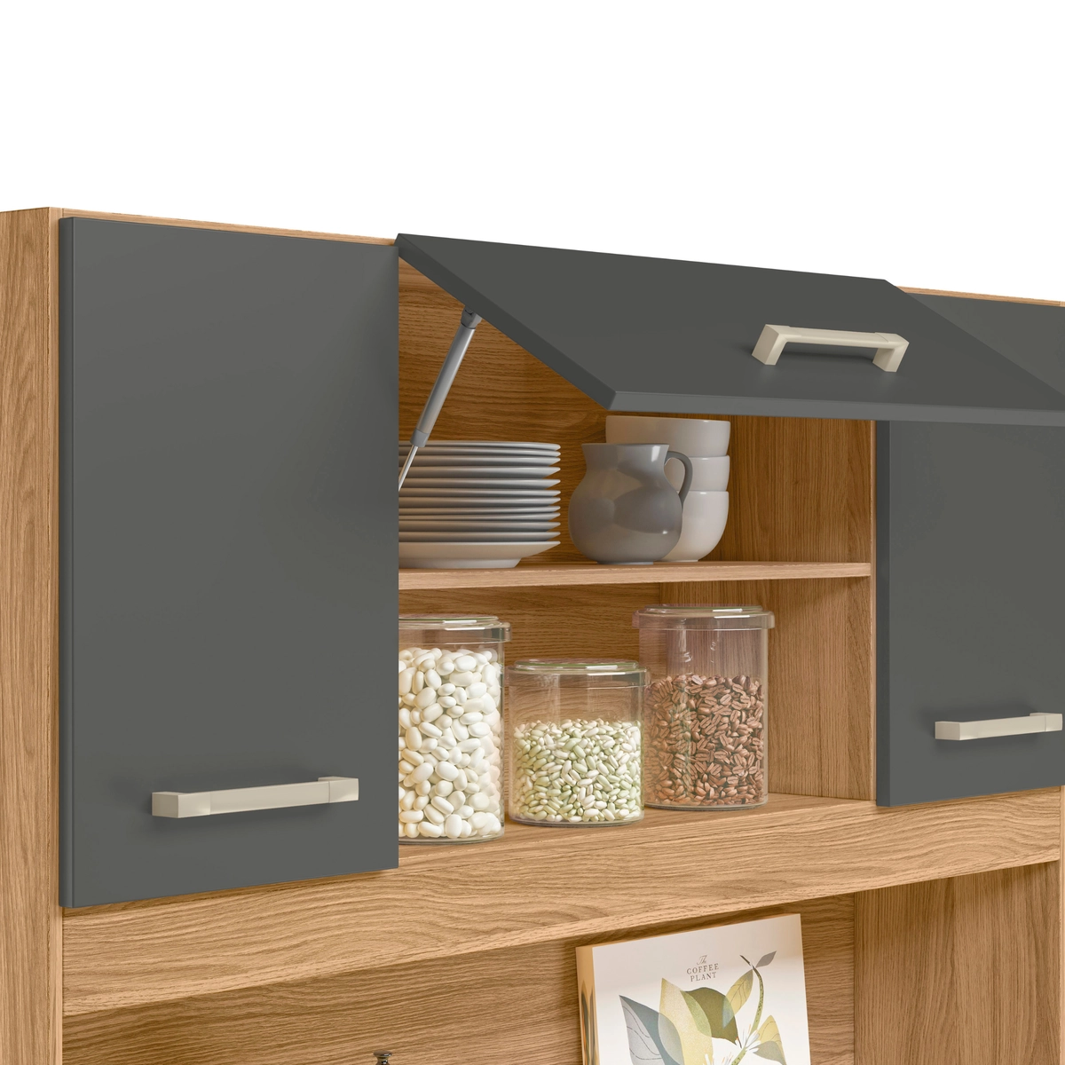 Kit Cozinha Magazin com 07 Portas 01 Gavetas Pés 1.20 Freijó/Chumbo - Nicioli