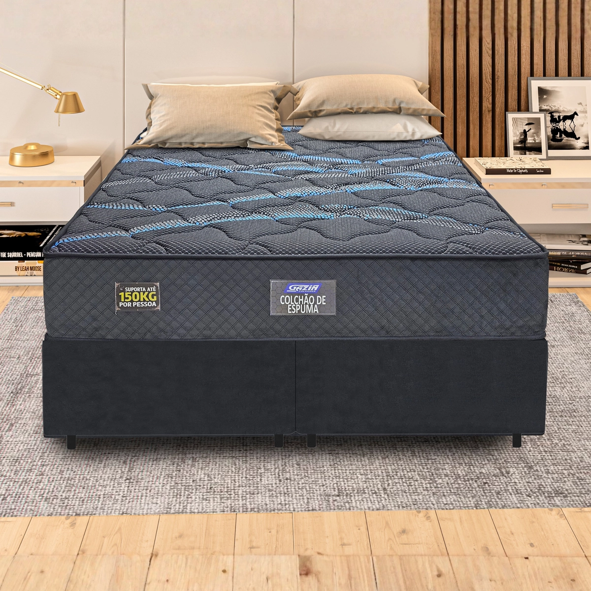 KIT Cama SonoproMax II Quenn Composto AG60 Pillow DoubleFace Suporta 150kg 51X158X198 Dark Brown - Gazin