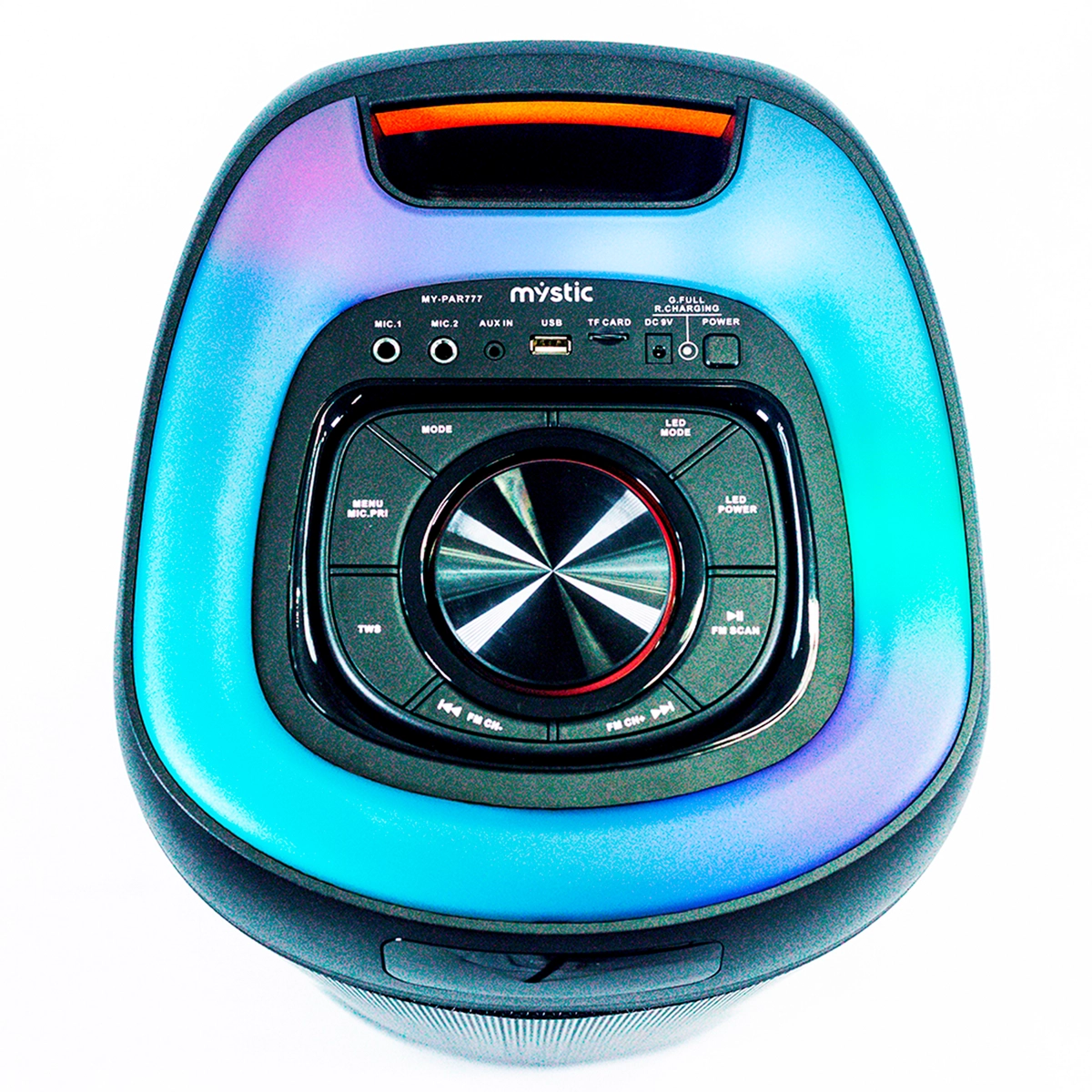 Caixa de Som Amplificada Portátil TWS, USB, LED, Bluetooth + Controle 50W MY-PAR777 127v Preto - Mystic