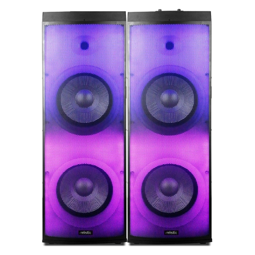 Caixa de Som Amplificada Portátil com 02 Par (L)+(R) USB, LED, Bluetooth + Microfone 100W MY-PS2000FL 127v Preto - Mystic